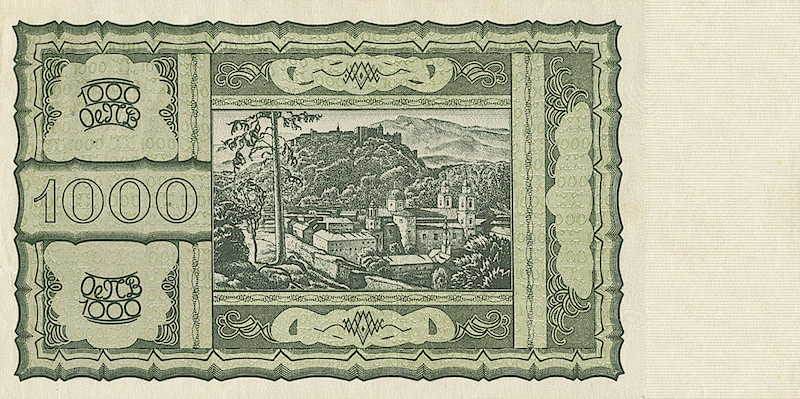 Austria banknote, National Bank First Issue, 1000 Schilling, 1945, Pick P-120, UNC