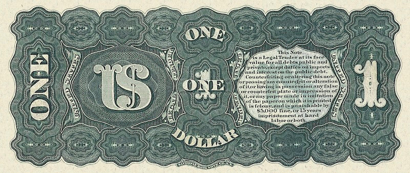 United States Treasury Notes banknote, $1 Dollar, 1869, Pick P-144, UNC