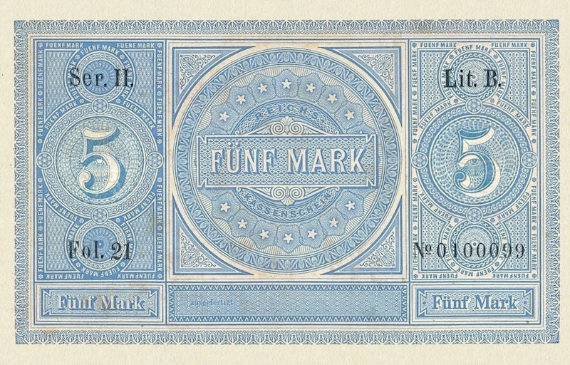 Germany banknote, Rentenbankschein, 5 Mark, 1874, Pick P-1, UNC