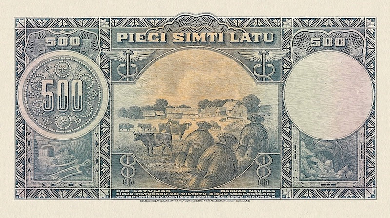 Latvia banknote, Latvijas Banka, 500 Latu, 1929, Pick P-19, UNC