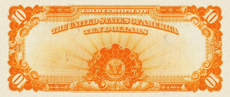 United States Treasury Gold Certificates banknote, $10 Dollars, 1922, Pick P-274, UNC