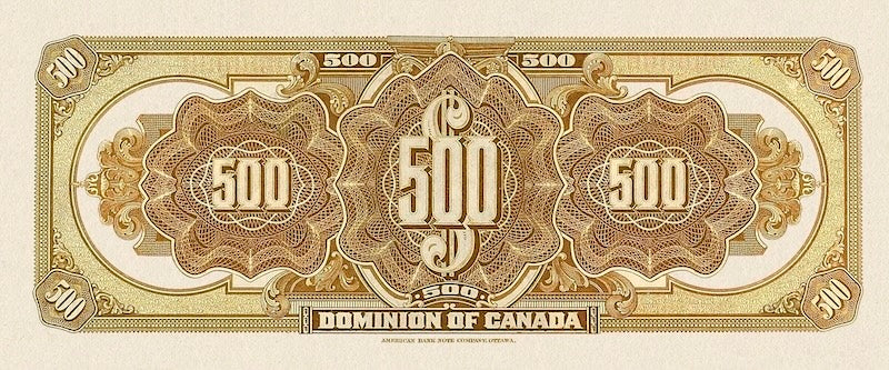 Dominion of Canada banknote, $500 Dollars, 1911, Pick P-28, UNC