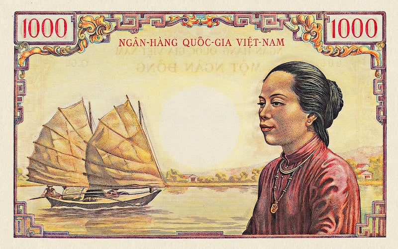 South Vietnam banknote, Việt Nam Cộng hòa đồng, 1000 Dong, 1955, Pick P-4A, UNC