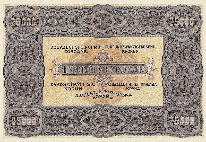 Hungary banknote, Pénzügyminisztérium, 25000 Korona, 1922, Pick P-69, UNC