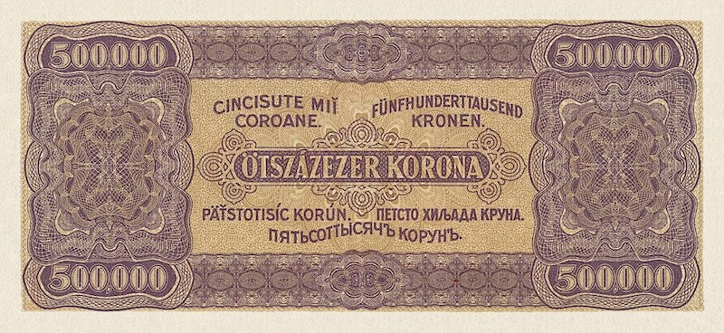 Hungary banknote, Pénzügyminisztérium, 500000 Korona, 1923, Pick P-79, UNC