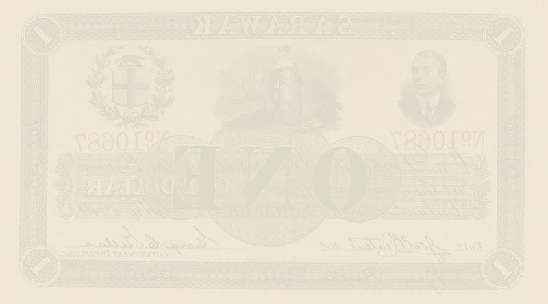 Sarawak banknotes, Rajah Brooke, 1 Dollar, 1918, Pick P-9, UNC
