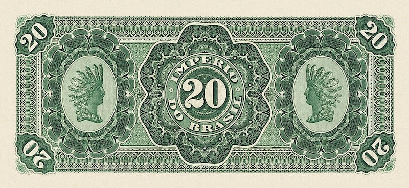 Brazil banknote, Imperio do Brasil, Dom Pedro II, 20 Mil Reis, Unissued 1885 (Estampa 8), Pick P-NL, UNC