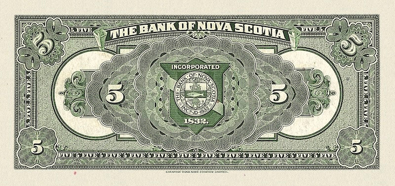 Canada banknote, Bank of Nova Scotia, $5 Dollars, 1877, Pick P-S622, UNC