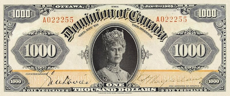 Dominion of Canada banknotes, $1000 Dollars, 1923, Pick P-37, UNC