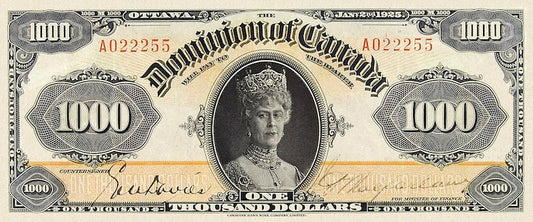 Dominion of Canada banknotes, $1000 Dollars, 1923, Pick P-37, UNC