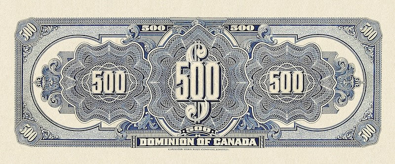 Dominion of Canada banknotes, $500 Dollars, 1923, Pick P-36, UNC