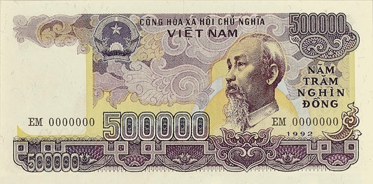 Vietnam banknote unissued, Việt Nam Cộng hòa đồng, Unissued 500000 Dong, 1992, Pick P-NL, UNC