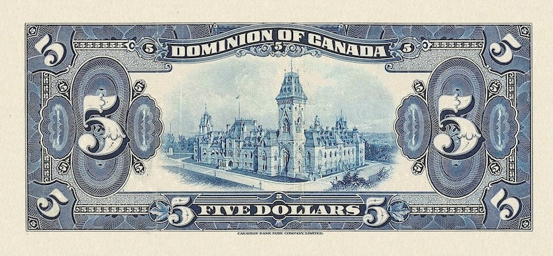 Dominion of Canada banknotes, $5 Dollars, 1923, Pick P-35, UNC