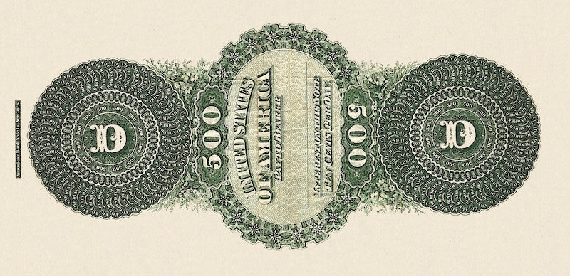 United States Treasury Interest Bearing Note, $500 Dollars, 1861, Friedberg Fr-209, UNC