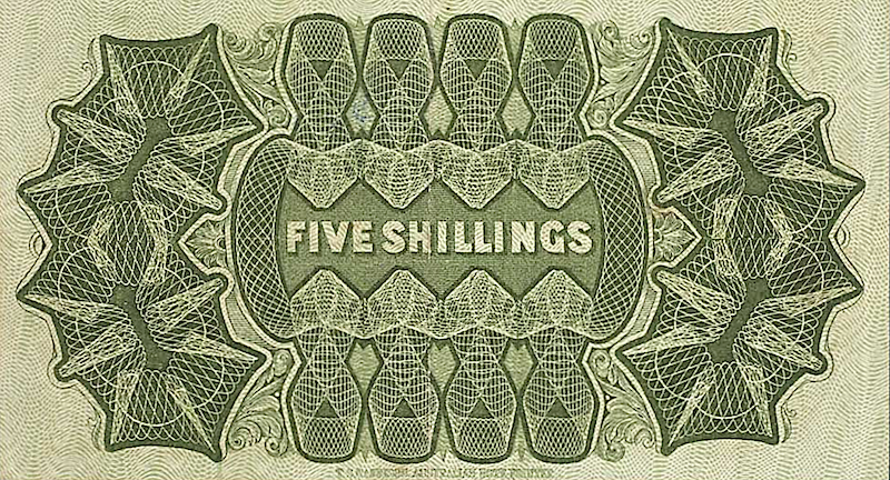 Australia banknotes, Commonwealth Treasury, 5 shillings, 1913, Pick P-1, UNC