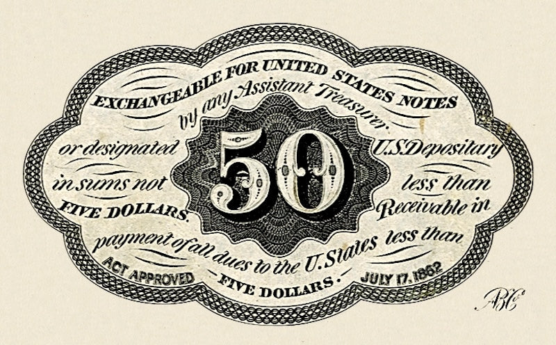 United States Fractional Currency banknote, 50 Cents, 1862, Pick P-100, UNC