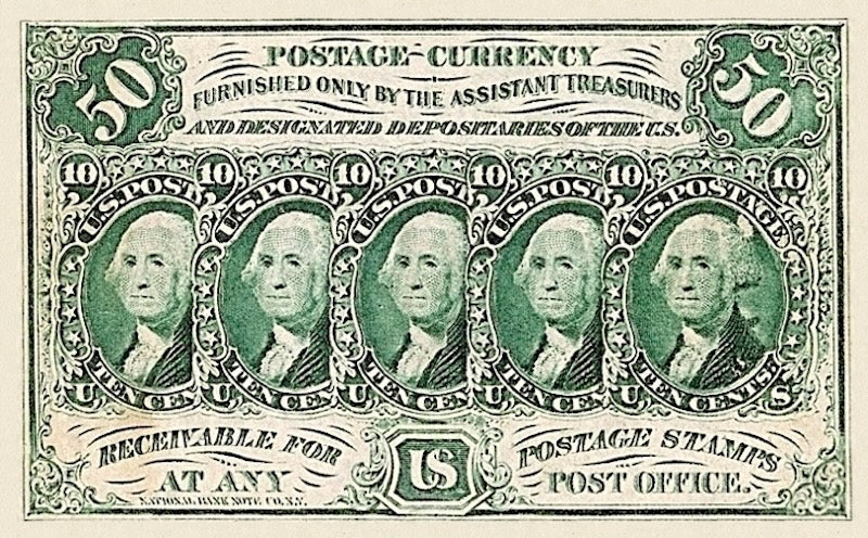 United States Fractional Currency banknote, 50 Cents, 1862, Pick P-100, UNC