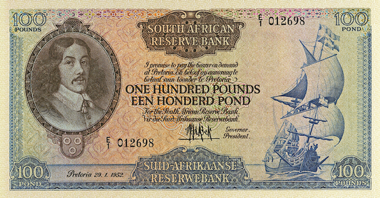 South Africa banknotes, 100 Pounds, Year 1948, Pick P-101, UNC
