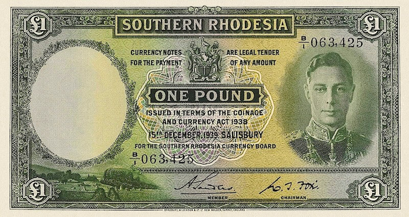 Southern Rhodesia banknotes, £1 Pounds, 1939, Pick P-10, UNC