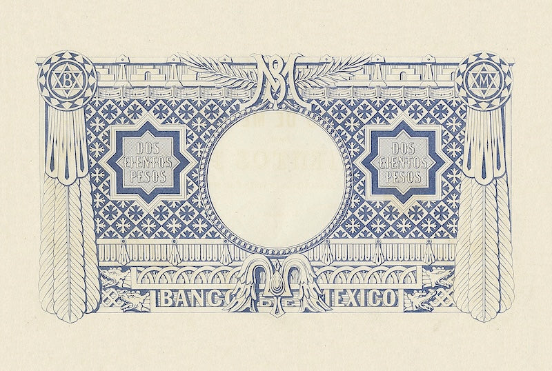Mexico banknote, Empire of Maximilian, Banco de Mexico, 200 Pesos, Year 1866, Pick P-10, UNC
