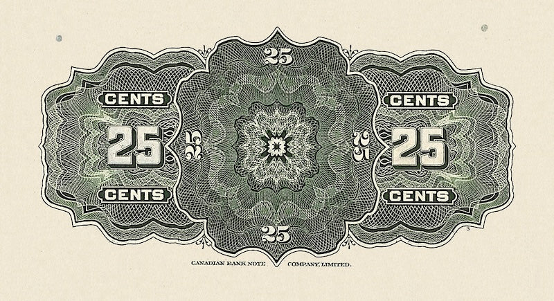 Dominion of Canada banknote, Shinplaster Issue, 25 Cents, 1923, Pick P-10, UNC