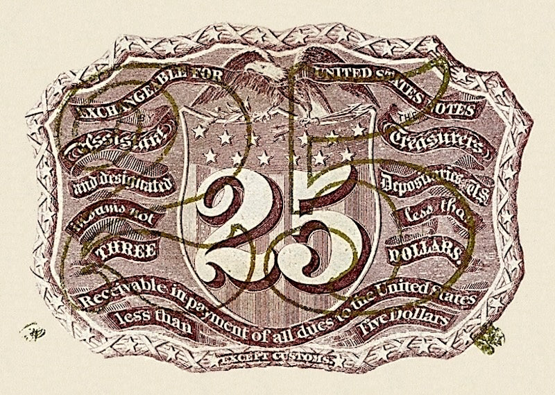 United States Fractional Currency banknote, 25 Cents, 1863, Pick P-103, UNC