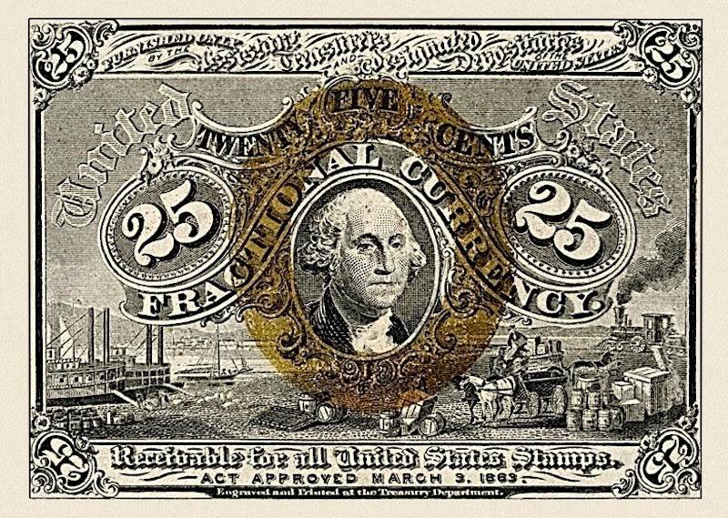 United States Fractional Currency banknote, 25 Cents, 1863, Pick P-103, UNC