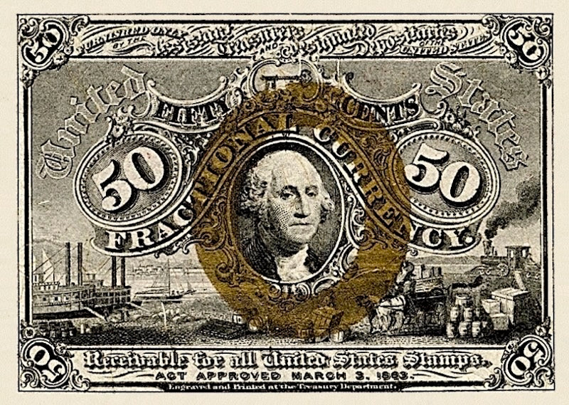 United States Fractional Currency banknote, 50 Cents, 1863, Pick P-104, UNC