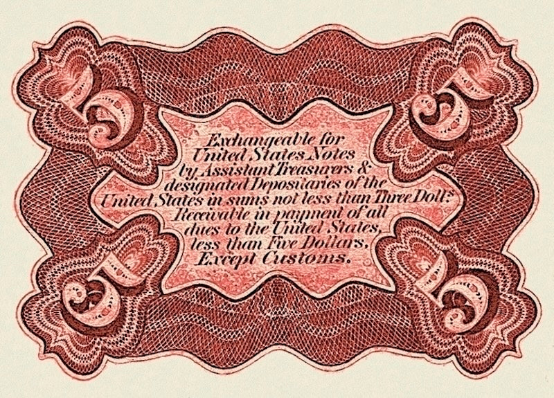 United States Fractional Currency Third Issue banknote, 5 Cents, 1863 (Third Issue), Pick P-106, UNC