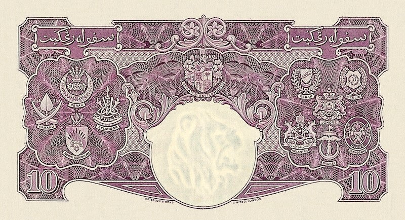 Malaya banknotes, George VI, $10 Dollars, 1939, Pick P-1, UNC