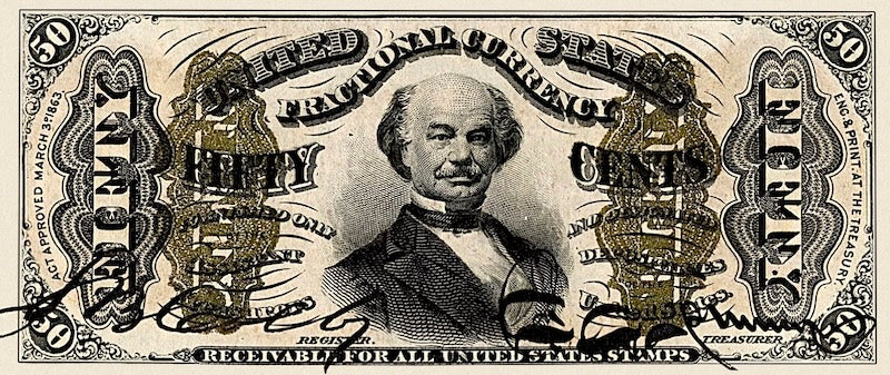 United States Fractional Currency Third Issue banknote, 50 Cents, 1863 (Third Issue), Pick P-110, UNC
