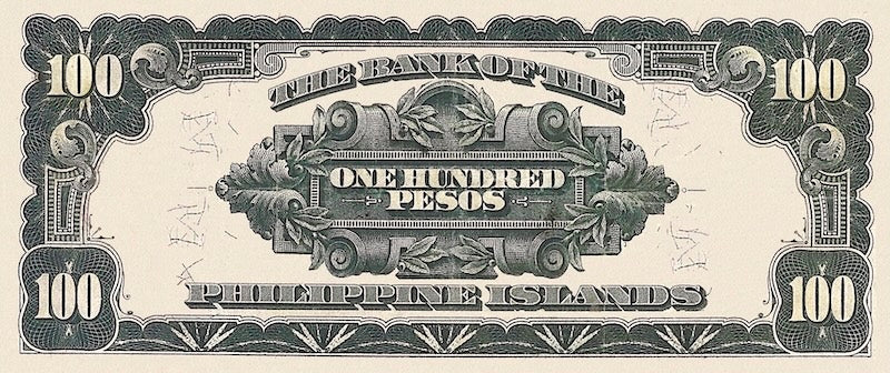 Philippine Islands banknote, 100 Pesos, 1912, Pick P-11, UNC