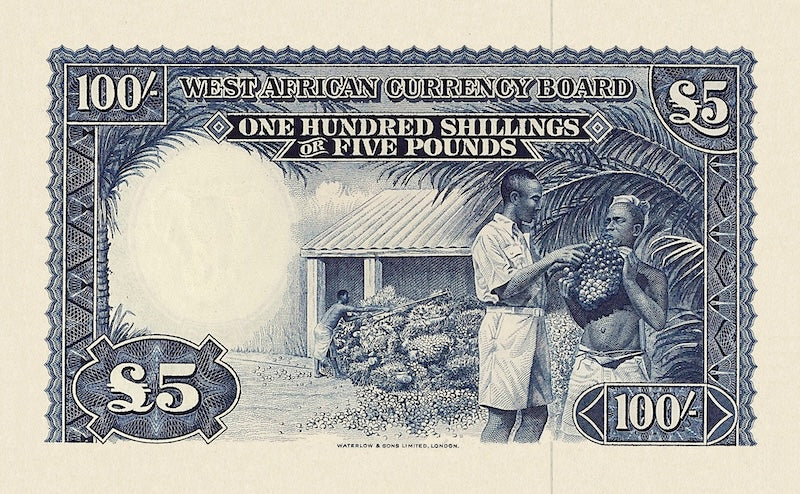 British West Africa banknotes, 100 Shillings, 1953, Pick P-11, UNC