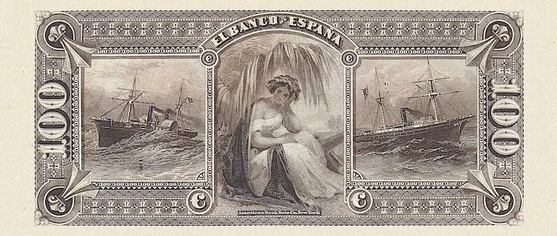 Spain banknotes, Banco de España, 100 Pesetas, 1876, Pick P-11, UNC