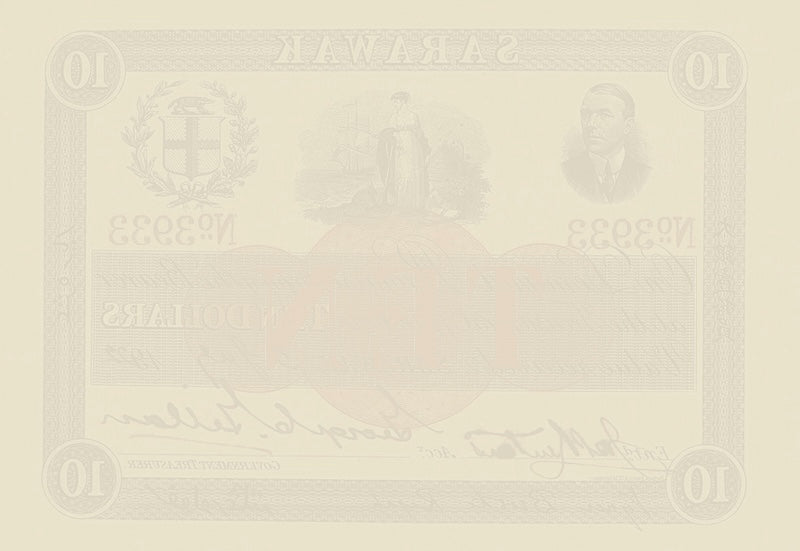 Sarawak banknotes, Rajah Brooke, 10 Dollars, 1918, Pick P-11, UNC
