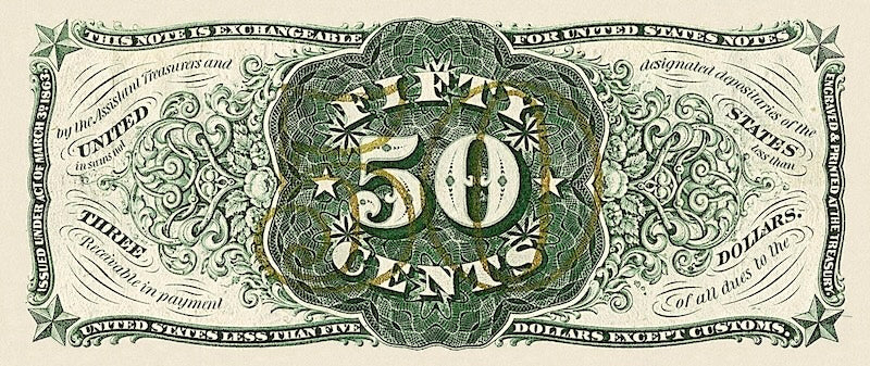United States Fractional Currency Third Issue banknote, 50 Cents, 1863 (Third Issue), Pick P-112, UNC