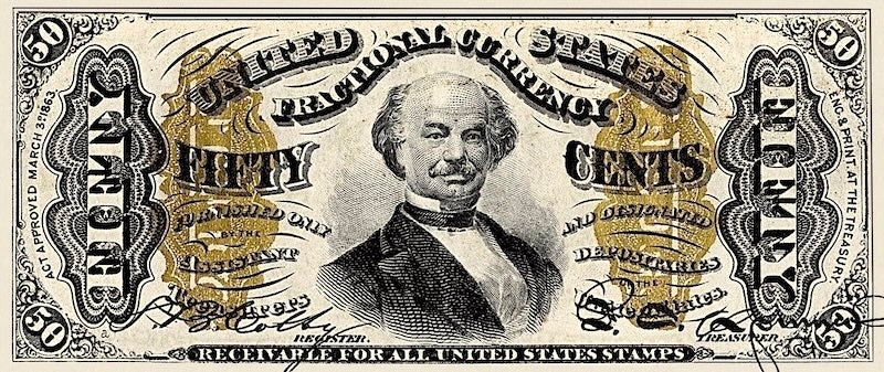United States Fractional Currency Third Issue banknote, 50 Cents, 1863 (Third Issue), Pick P-112, UNC