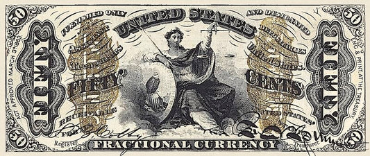 United States Fractional Currency Third Issue banknote, 50 Cents, 1863 (Third Issue), Pick P-114, UNC