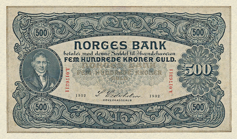 Norway banknotes, Norges Bank, 500 Kroner, 1932, Pick P-11, UNC