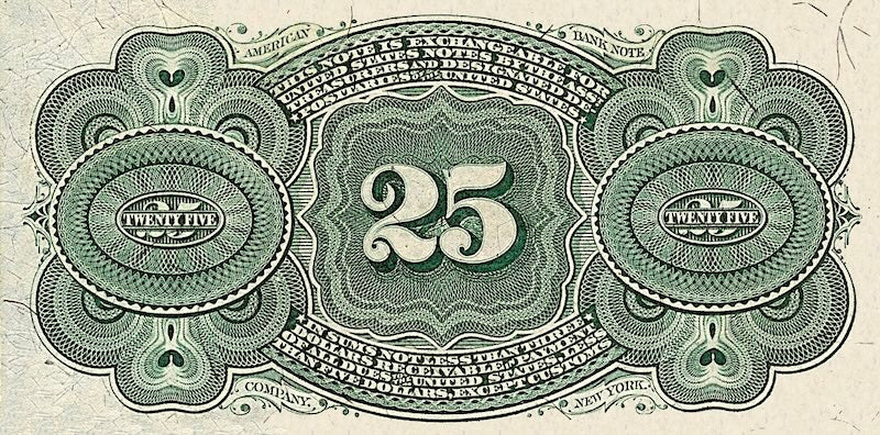 United States Fractional Currency Fourth Issue banknote, 25 Cents, 1863 (Fourth Issue), Pick P-118, UNC