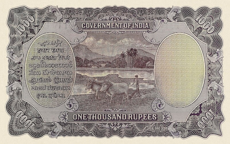 British India banknote, King George V, 1000 Rupees, 1927, Pick P-12, UNC