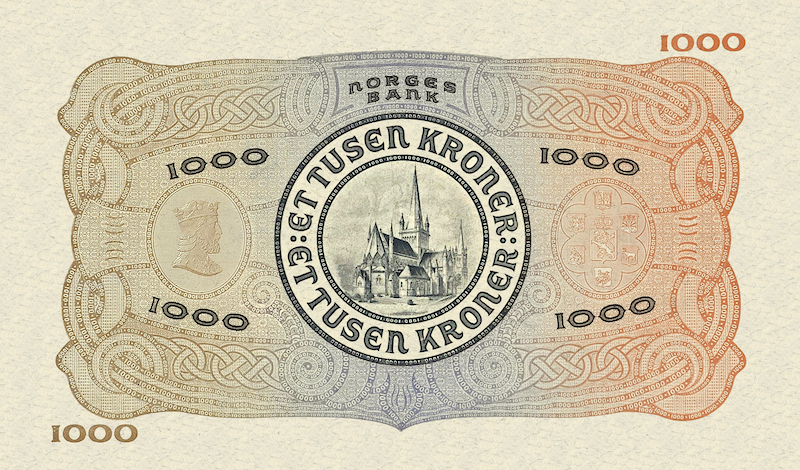 Norway banknotes, Norges Bank, 1000 Kroner, 1939, Pick P-12, UNC