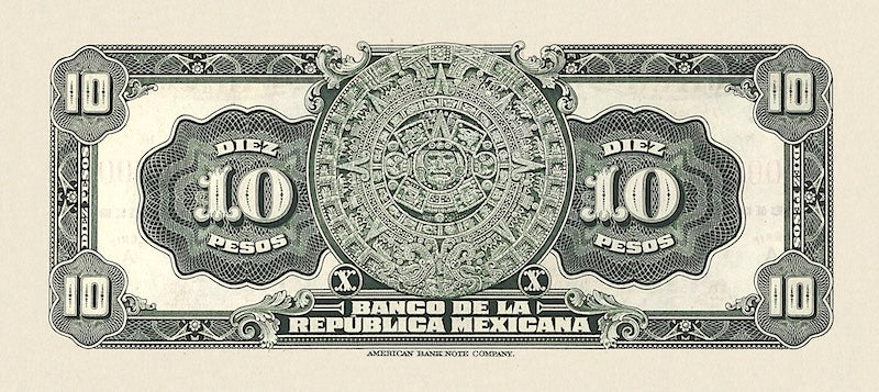 Mexico banknote, Banco de la Republica Mexicana, 10 Pesos, 1918, Pick P-12, UNC