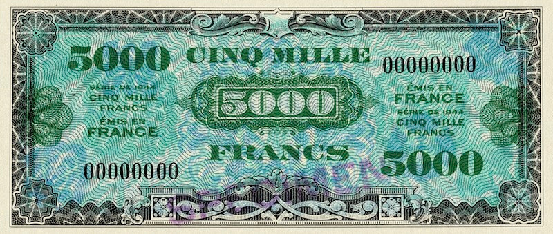France banknote, Allied Military Occupation, 5000 Francs, 1944, Pick P-121, UNC