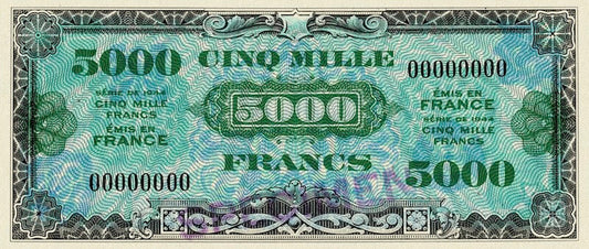 France banknote, Allied Military Occupation, 5000 Francs, 1944, Pick P-121, UNC