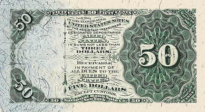 United States Fractional Currency Fourth Issue banknote, 50 Cents, 1863 (Fourth Issue), Pick P-121, UNC