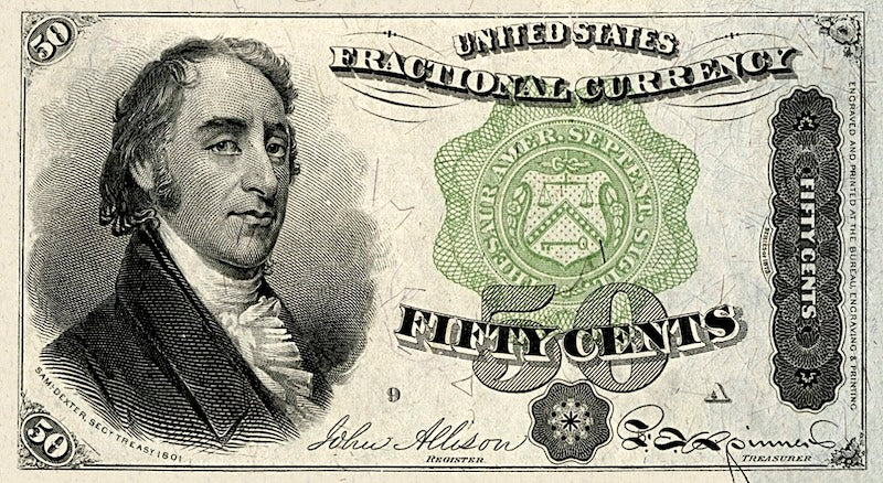 United States Fractional Currency Fourth Issue banknote, 50 Cents, 1863 (Fourth Issue), Pick P-121, UNC