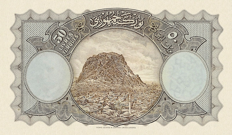 Turkey banknotes, Türkiye Cümhuriyet, 50 Livres Turques, 1926, Pick P-122, UNC