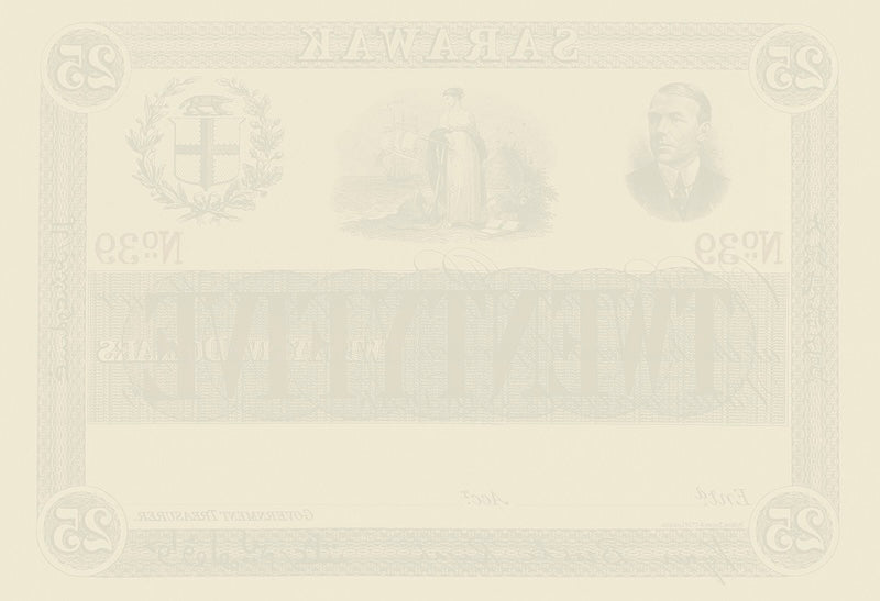 Sarawak banknotes, Rajah Brooke, 25 Dollars, 1918, Pick P-12, UNC