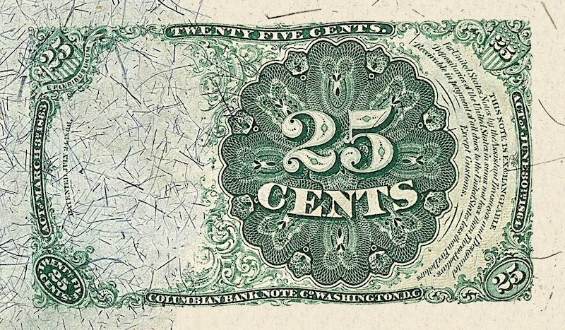 United States Fractional Currency Fifth Issue banknote, 25 Cents, 1874 (Fifth Issue), Pick P-123, UNC